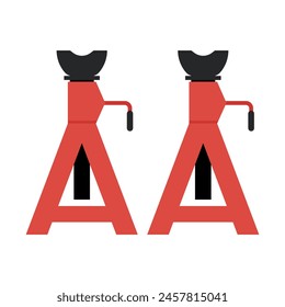 Jack Stands for Secure Automotive Maintenance and Reliable Vehicle Lifting, Flat Vector Illustration Design