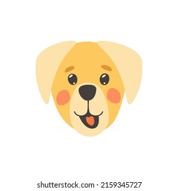 Jackabee puppy face isolated cut animal portrait, flat cartoon design. Vector comic lurcher dog, jack russel terrier brown crossbreed friendly pet. Childish dog emoji emoticon, adorable companion svg