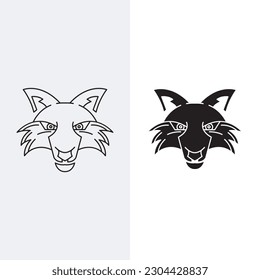 jackal logo design template sign. Line art style and silhouette stylish.