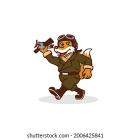 Modelo de logotipo de la caricatura de la mascota del programa piloto de Jackal