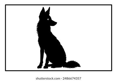 Jackal Silhouette, Hand drawn silhouette of a wild black backed jackal Illustration