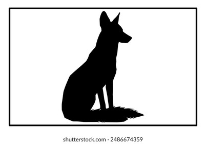 Jackal Silhouette, Hand drawn silhouette of a wild black backed jackal Illustration