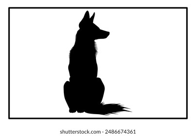 Jackal Silhouette, Hand drawn silhouette of a wild black backed jackal Illustration