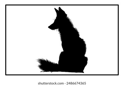 Jackal Silhouette, Hand drawn silhouette of a wild black backed jackal Illustration