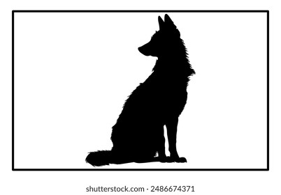 Jackal Silhouette, Hand drawn silhouette of a wild black backed jackal Illustration