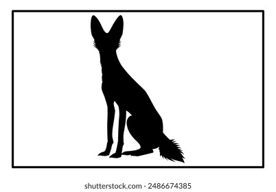 Jackal Silhouette, Hand drawn silhouette of a wild black backed jackal Illustration