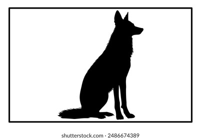 Jackal Silhouette, Hand drawn silhouette of a wild black backed jackal Illustration