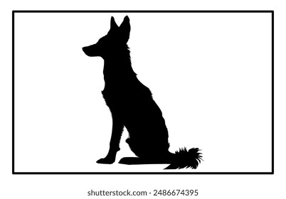 Jackal Silhouette, Hand drawn silhouette of a wild black backed jackal Illustration