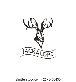 Jackalope Logo Konzept Vektor in modernen Stil. geeignet für alle Unternehmen. Logos sind leicht zu merken und leicht in verschiedenen Medien anzuwenden.