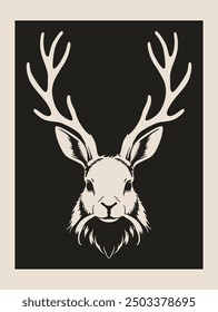 Jackalope. Mythical animal of North American folklore. Vector poster.