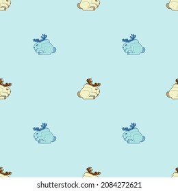 Jackalope pattern seamless. Hare with antlers mythical animal background. vector texture