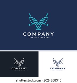 Jackalope Technology Logo, Suitable for any business like technology o apparel, etc.
