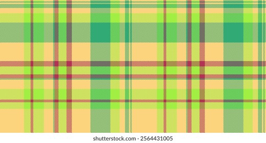 Jacket background pattern vector, suit texture tartan textile. Performance plaid seamless fabric check in amber and green colors palette.