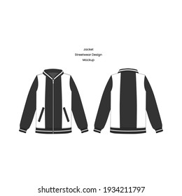 Jacket Black and White Streetwear fashion Illustration Design Mockup Commercial Use