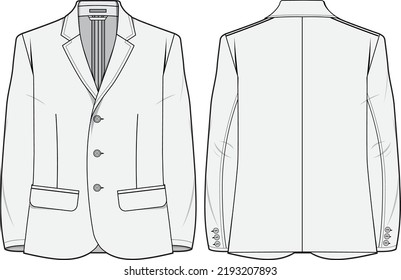 Jacket Blazer  Technical Flat Drawing 