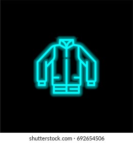 Jacket blue glowing neon ui ux icon. Glowing sign logo vector