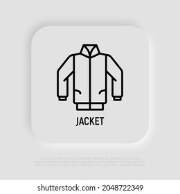Jacket, Bomber dünne Linie Symbol. Kleidung. Moderne Vektorgrafik.