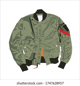 Jacket Bomber Vector Design. Man Clothes Army Look Fashion Style. Winter Suit