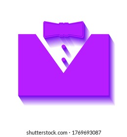 Jacket with bow tie and purple shadow, badge for design, vector illustration