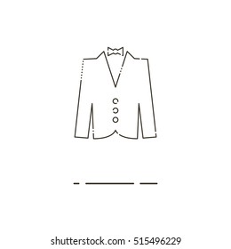 Jacket and bow tie thin line icon. Mbe minimalism style