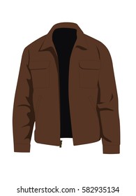 Jacket brown realistic vector illustration isolated