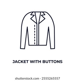 jacket with buttons outline icon. Linear vector from fashion concept. Thin line jacket with buttons icon isolated on white background