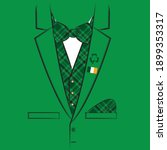 Jacket with a checkered vest and bow tie.  Print for t shirt. St Patrick