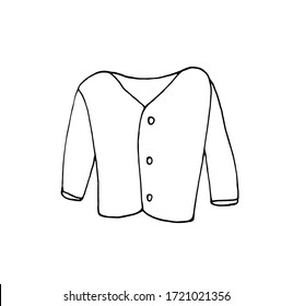 Jacket for a child. Vector isolated illustration with children's clothing. Separate elements with a jacket for children. Doodle style.Printing on paper and fabrics. Jacket for little boys and girls.