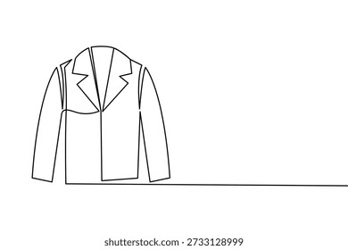 Jacket continuous one line art drawing of a minimal fashion outer garment clothing icon
