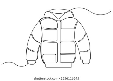 Jacket continuous one line drawing of jacket icon linear design isolated on white background outline vector illustration

