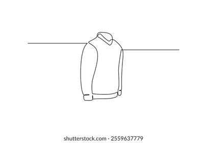 Jacket continuous one line drawing of jacket icon linear design isolated on white background, Men's clothing garment black linear design vector illustration, One line continuous man's suit. 