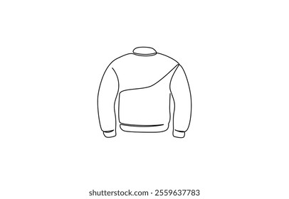 Jacket continuous one line drawing of jacket icon linear design isolated on white background, Men's clothing garment black linear design vector illustration, One line continuous man's suit. 