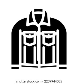 Jacke denim Glyph Symbol Vektorgrafik. Jeansschild. einzelne Symbolillustration
