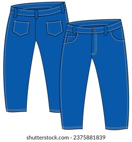 jacket and denim pants silhouettes for both women and men in indigo color. designs for fashion