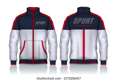 Jacket Design. Sportswear. Track front and back view