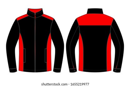 Jacket Design Vector With Black/Red Colors.Front & Back Views.