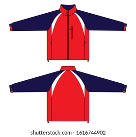 Jacket Design Vector With Red/Navy/White Colors.Front & Back Views.