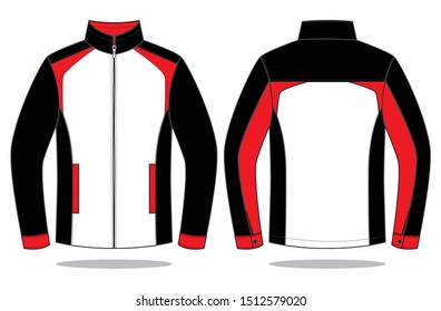 Jacket Design Vector (White / Black / Red)
: Stand Up Neck