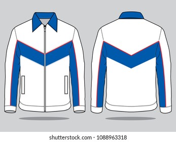 Jacket design vector with white/blue  colors.Front and back views.