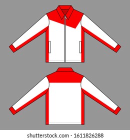 Jacket Design Vector With White/Red Colors.Front & Back Views.