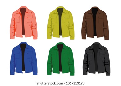 jacket different colors set realistic vector illustration isolated