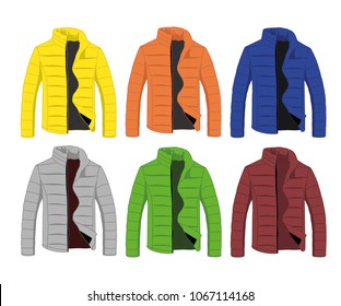 jacket different colors set realistic vector illustration isolated