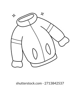 Jacket doodle icon with white background vector stock illustration