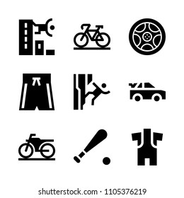 jacket, fast, break and obstacle icons in Sport vector set. Graphics for web and design