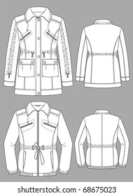 Jacket female with a long sleeve and pockets