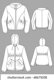 Jacket female with a long sleeve and pockets