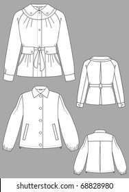 Jacket female with a long sleeve and pockets