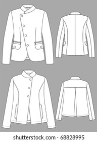 Jacket female with a long sleeve and pockets