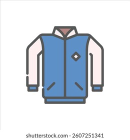 jacket filled outline icon. jacket color line illustration.