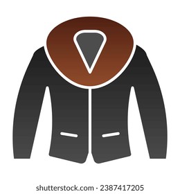 Chaqueta con icono plano de piel. Iconos de color de la ropa de invierno en un estilo moderno y plano. Diseño de estilo de degradado ultradesgaste, diseñado para web y aplicación. Eps 10